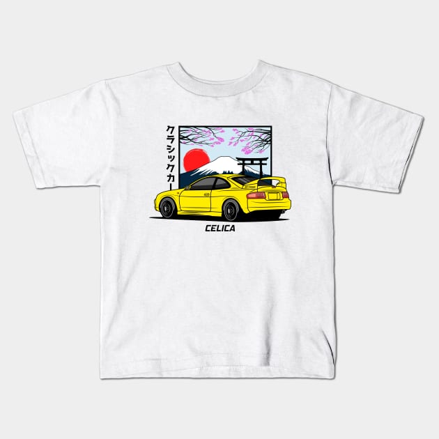 GT4 Yellow Celica GT-Four Kids T-Shirt by GoldenTuners